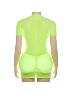 See Through Fitted Short Sleeve Mini Dress -BreezeWear Store P 20240619180414640 455