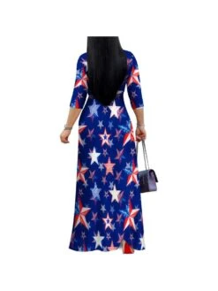 Independence Day Printed V Neck Maxi Dresses 32 Independence Day Printed V Neck Maxi Dresses -BreezeWear Store P 20240621092423820 424