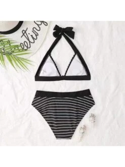 Colorblock Striped Halter Bikinis -BreezeWear Store P 20240621113615282 996