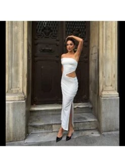 Patchwork Hollow-out Boat Neck Short Sleeve Dress -BreezeWear Store P 20240621120030106 182