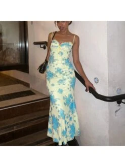 Flower High Rise Bodycon Sleeveless Dresses