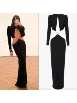 Hollow-out Long Sleeves Maxi Dress -BreezeWear Store P 20240624141230825 239