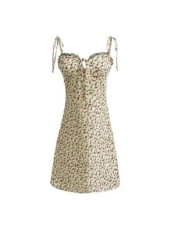 Print Lace Detail Spaghetti Straps A-line Dresses -BreezeWear Store P 20240624152014584 163