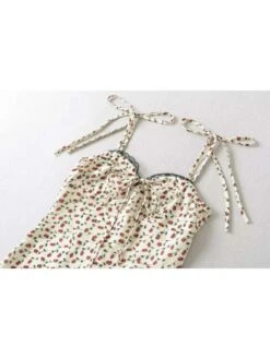 Print Lace Detail Spaghetti Straps A-line Dresses -BreezeWear Store P 20240624152018285 253