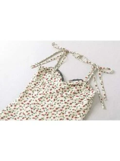 Print Lace Detail Spaghetti Straps A-line Dresses -BreezeWear Store P 20240624152020452 876