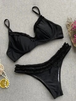 Sexy Solid Ruffle Backless Bathing Suits For Women -BreezeWear Store P 34016183655899777 35121